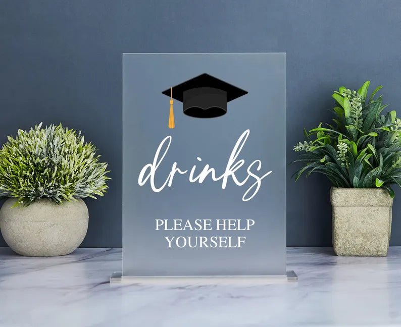 Graduation Party Drink Station Sign, Graduation Party Decor, Beverage Station Sign, Food Table Sign, Drinks Table Decoration, Acrylic 049344 - DiyGiftly