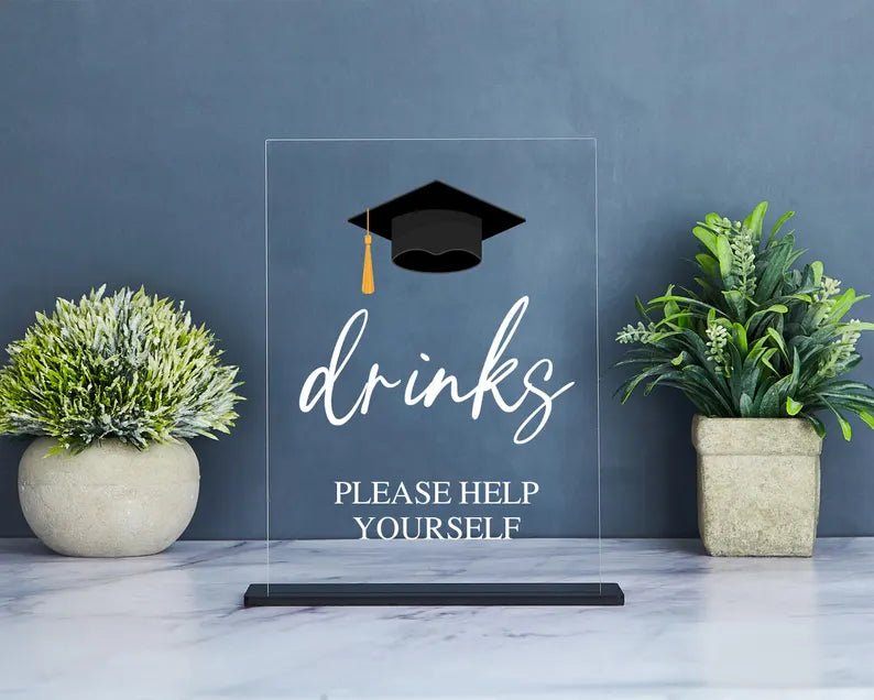 Graduation Party Drink Station Sign, Graduation Party Decor, Beverage Station Sign, Food Table Sign, Drinks Table Decoration, Acrylic 049344 - DiyGiftly