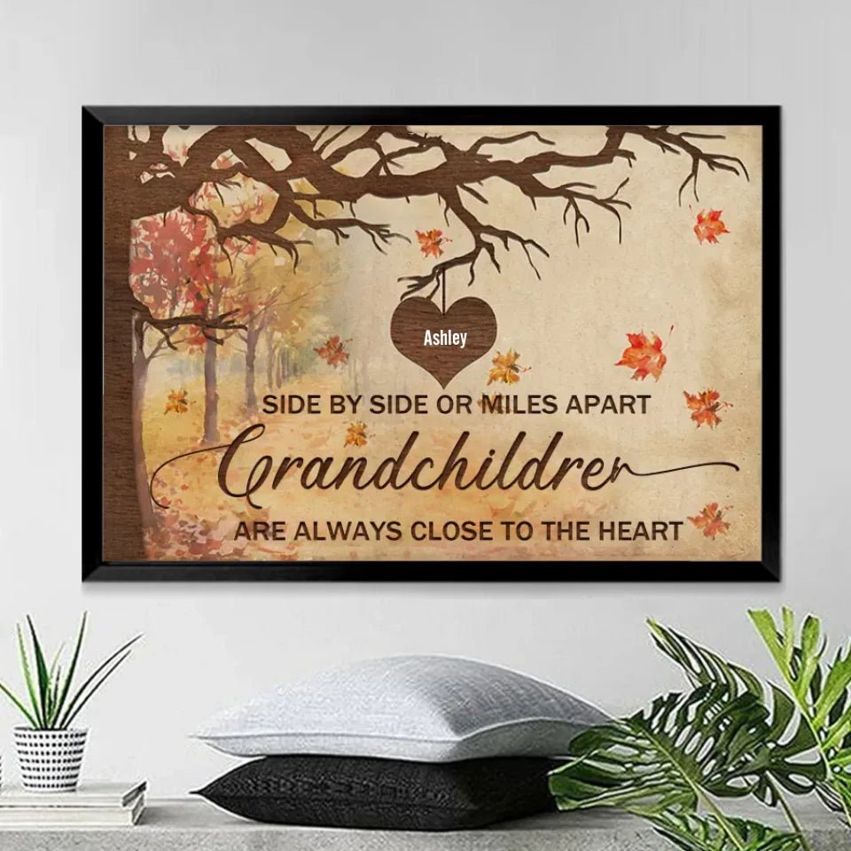 grandchildren always close to the heart poster personalized names heartfelt family artwork grandparents day gift