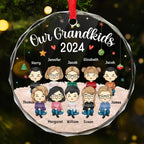 Grandchildren's Love, Infinite Contentment - Family Personalized Custom Circle Glass Ornament - Christmas Gift For Family Members 689082 - DiyGiftly