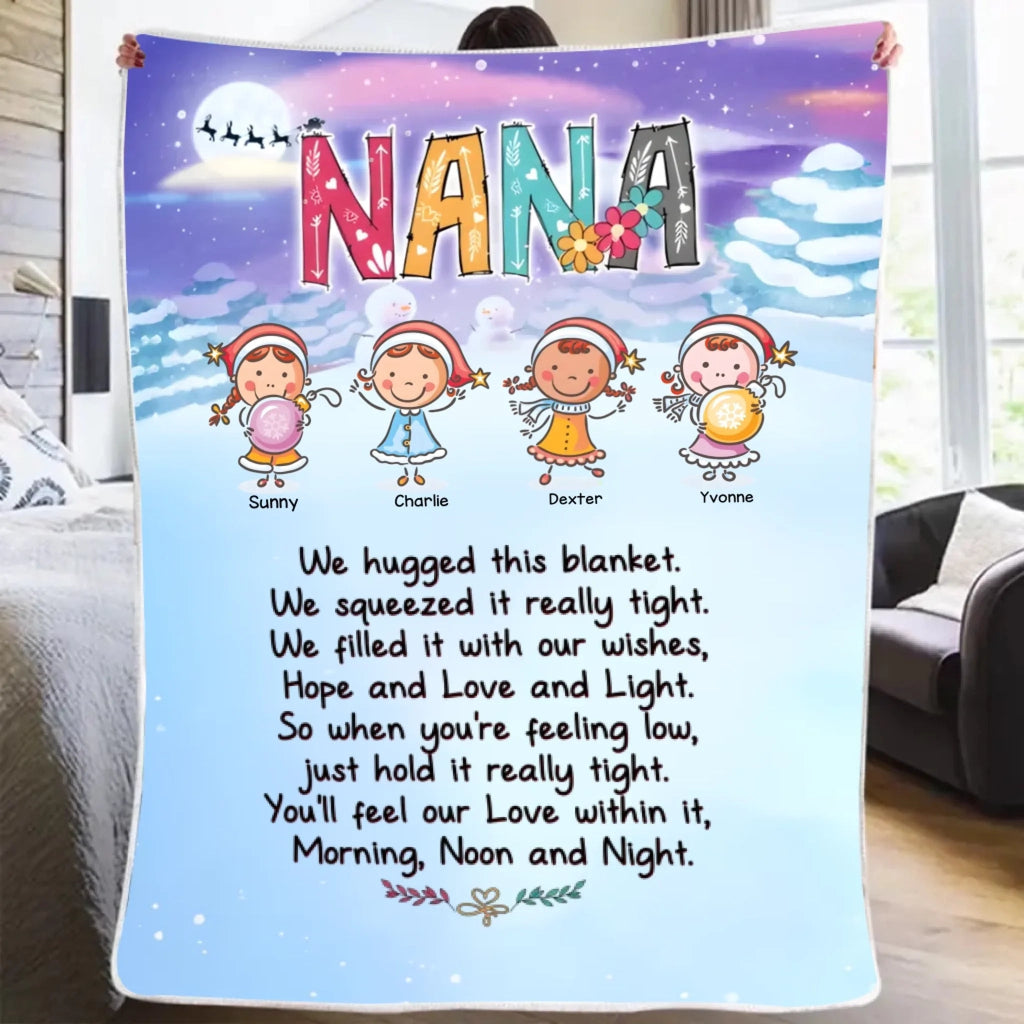Grandkid Xmas Blanket - NANA and Grandkids Blanket Night - Personalized Blanket 723052 - DiyGiftly