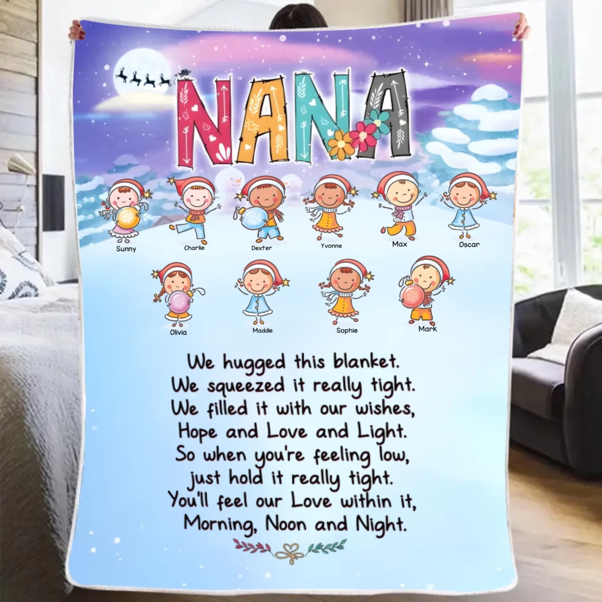 Grandkid Xmas Blanket - NANA and Grandkids Blanket Night - Personalized Blanket 723052 - DiyGiftly