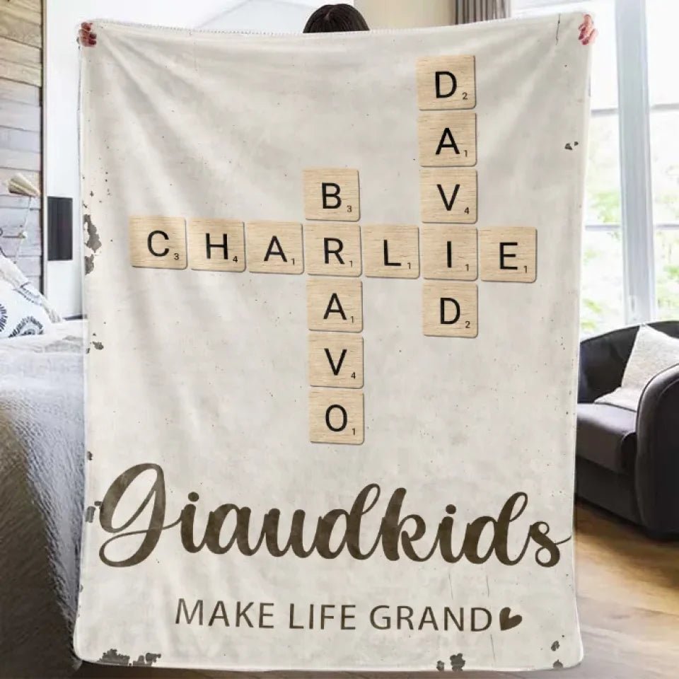 Grandkids Make Life Grand Heart Crossword Puzzle Art Personalized Poster 715234 - DiyGiftly