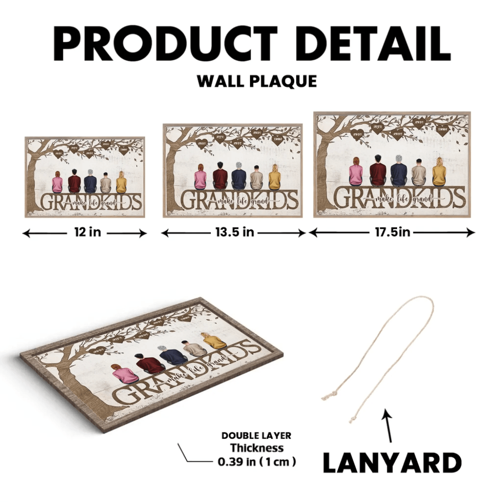 Grandkids Make Life Grand - Personalized Custom Wooden Plaquet 712315 - DiyGiftly