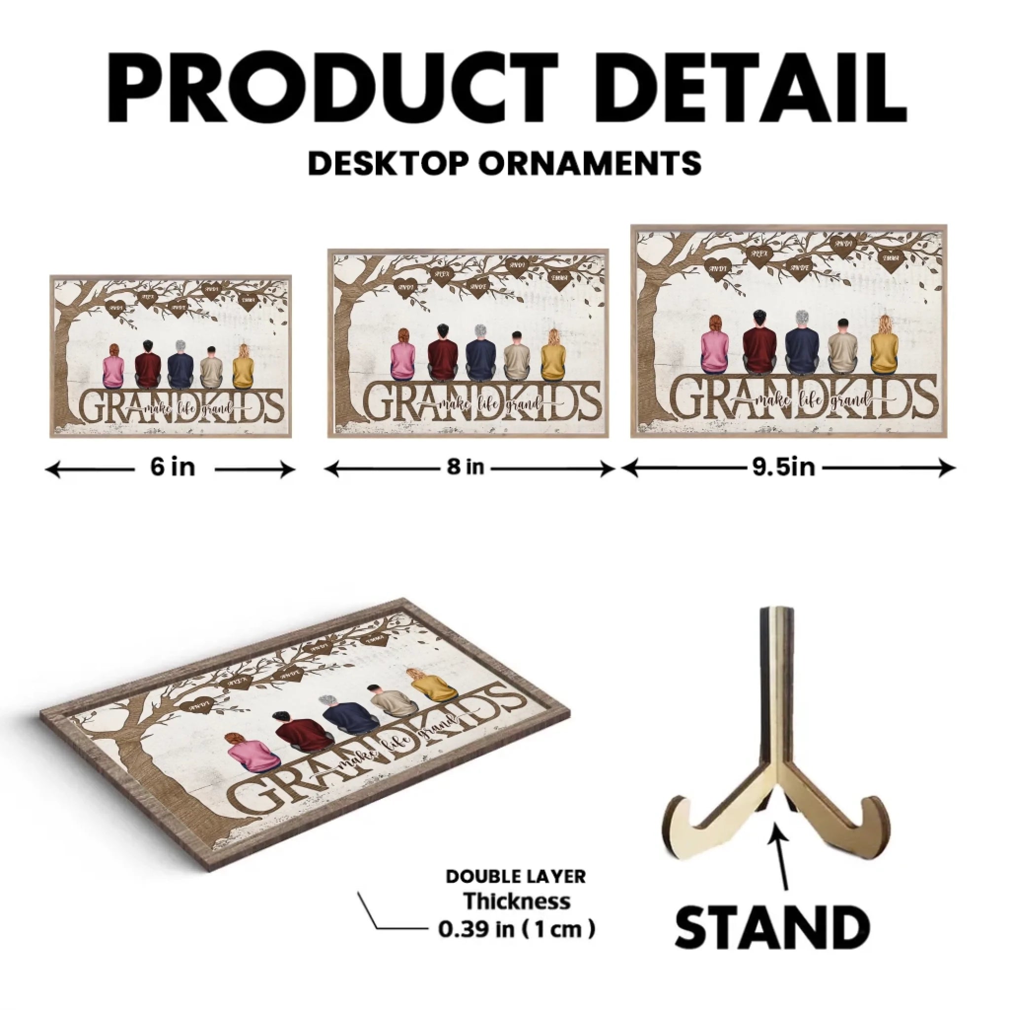 Grandkids Make Life Grand - Personalized Custom Wooden Plaquet 712315 - DiyGiftly