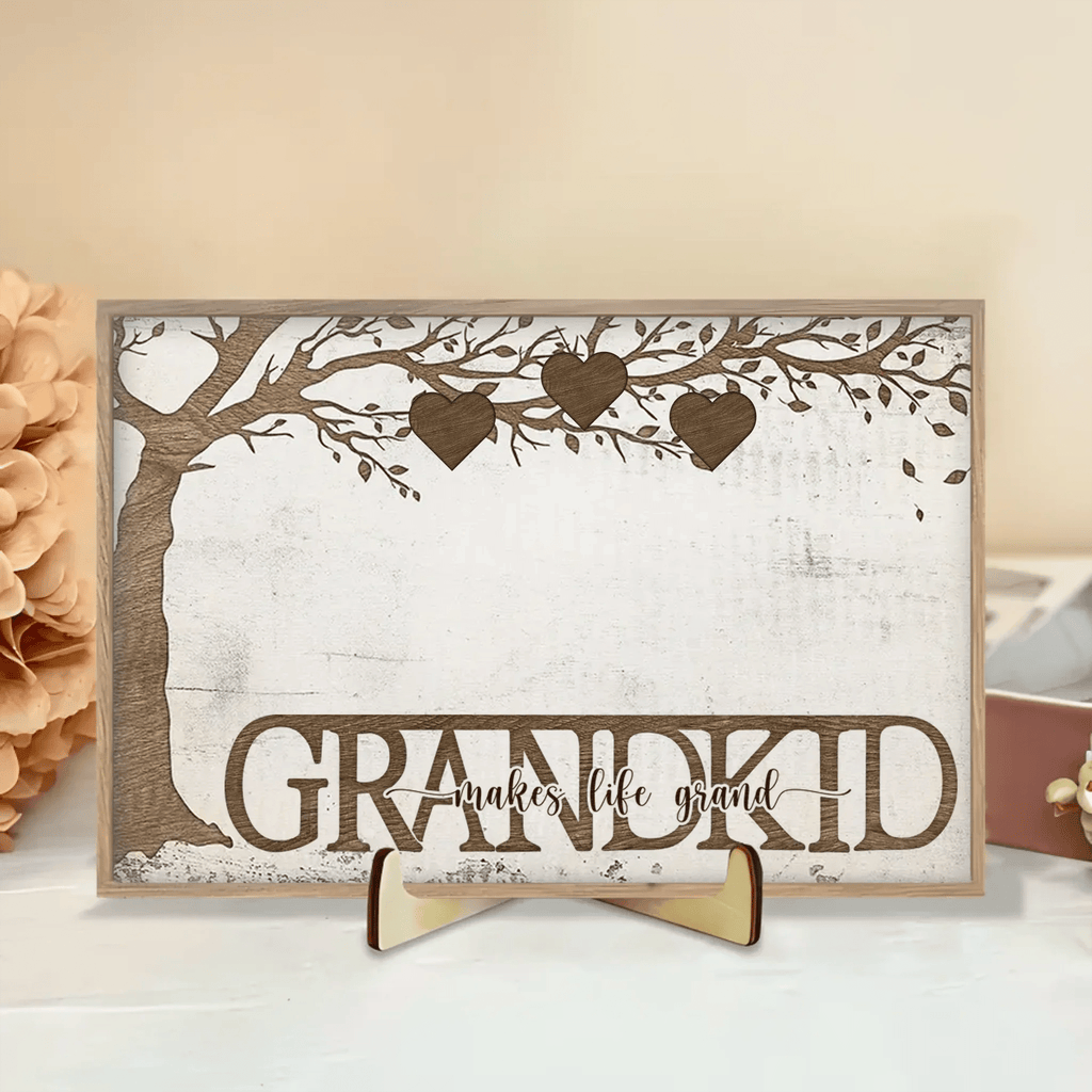 Grandkids Make Life Grand - Personalized Custom Wooden Plaquet 712315 - DiyGiftly