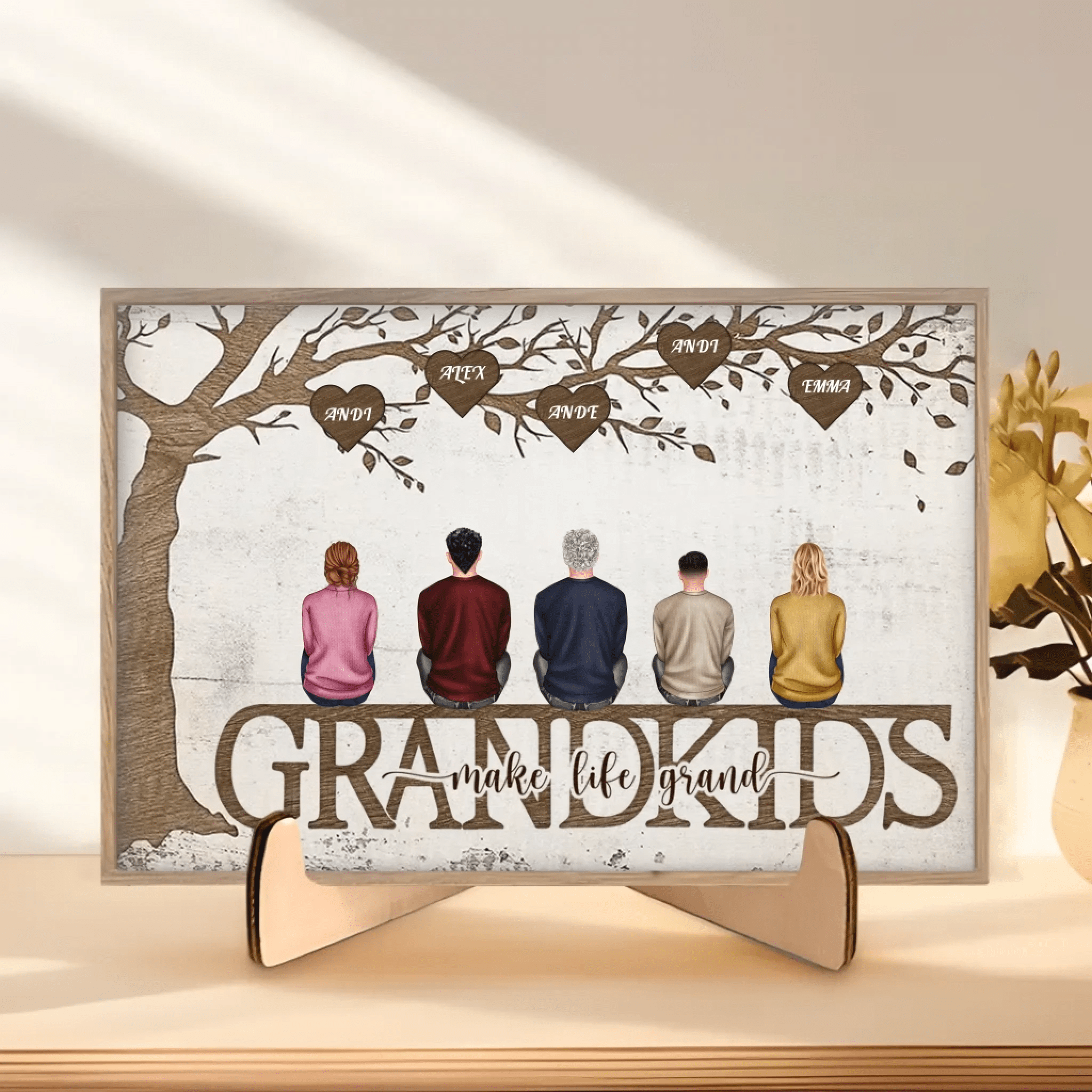 Grandkids Make Life Grand - Personalized Custom Wooden Plaquet 712315 - DiyGiftly