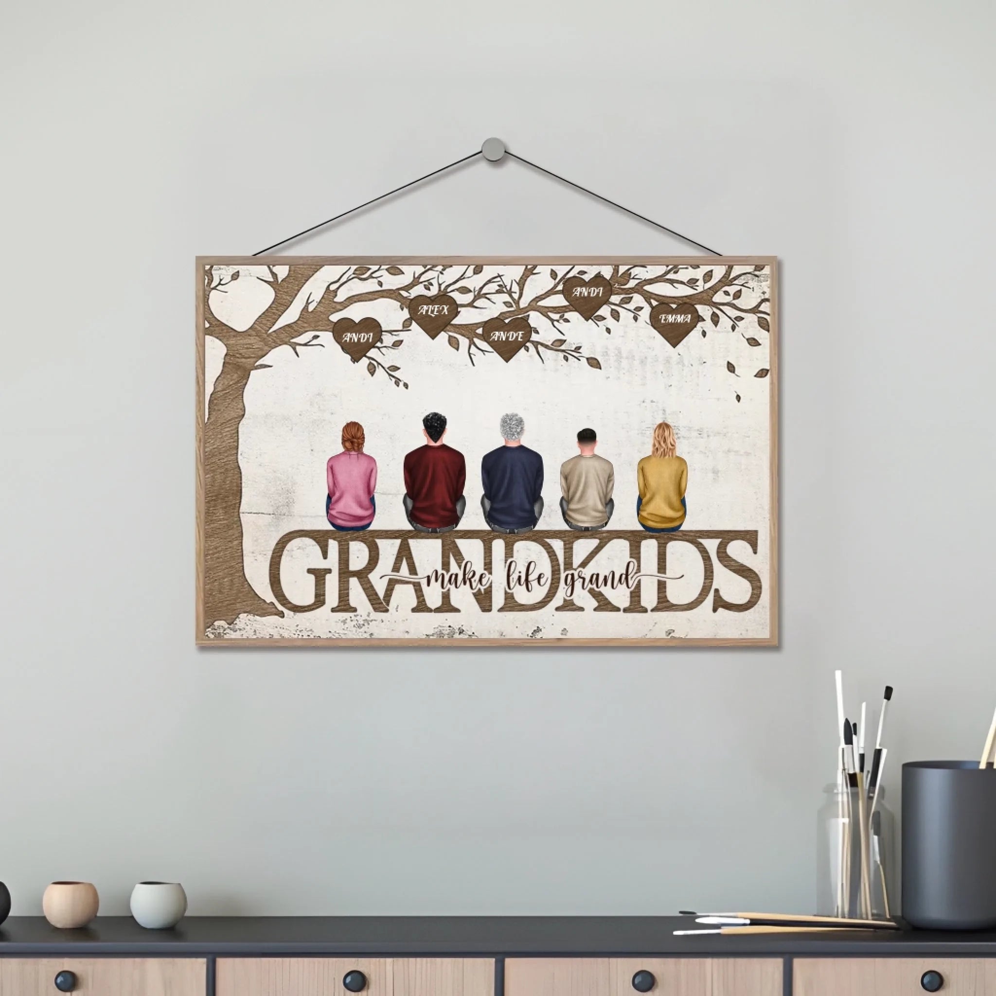 Grandkids Make Life Grand - Personalized Custom Wooden Plaquet 712315 - DiyGiftly