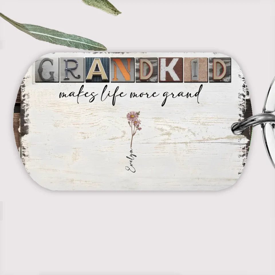 Grandkids Make Life More Grand - Personalized Acrylic Keychain - Birth Month Flowers 736361 - DiyGiftly