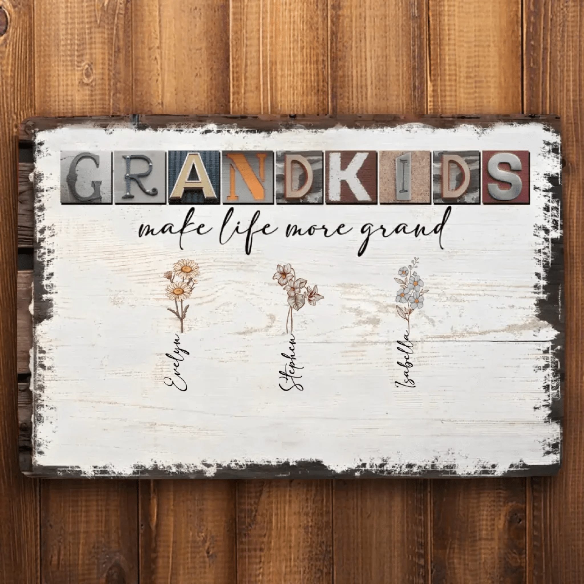Grandkids Make Life More Grand - Personalized Doormat - Birth Month Flowers 710303 - D - DiyGiftly
