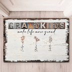Grandkids Make Life More Grand - Personalized Doormat - Birth Month Flowers 710303 - D - DiyGiftly