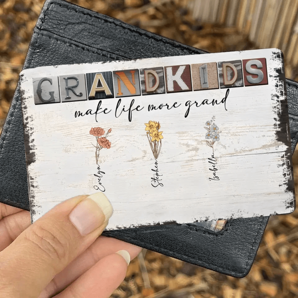 Grandkids Make Life More Grand - Personalized Wallet Card - Birth Month Flowers 710303 - Q - DiyGiftly