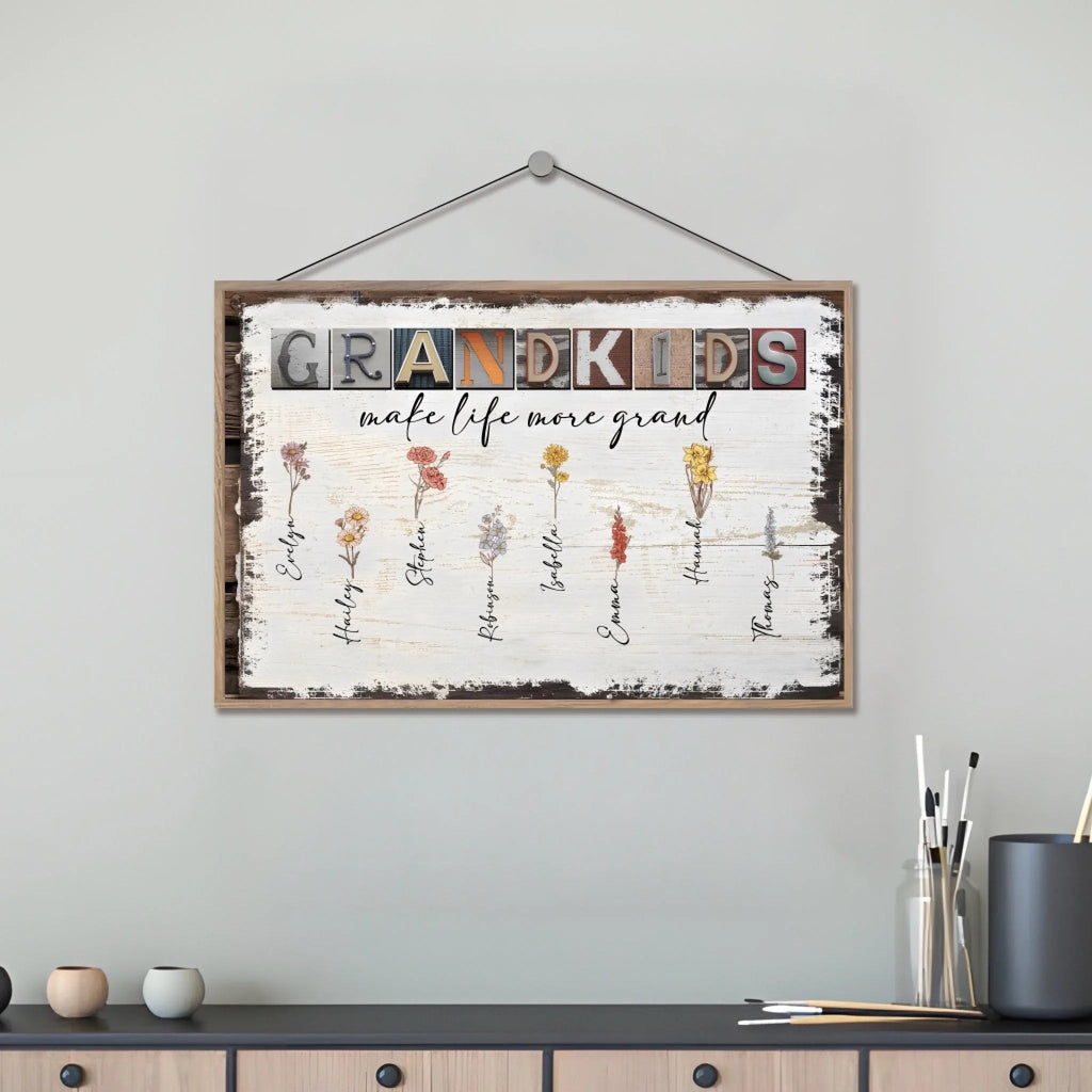 grandkids make life more grand wooden plaque personalized names grandparents day gift