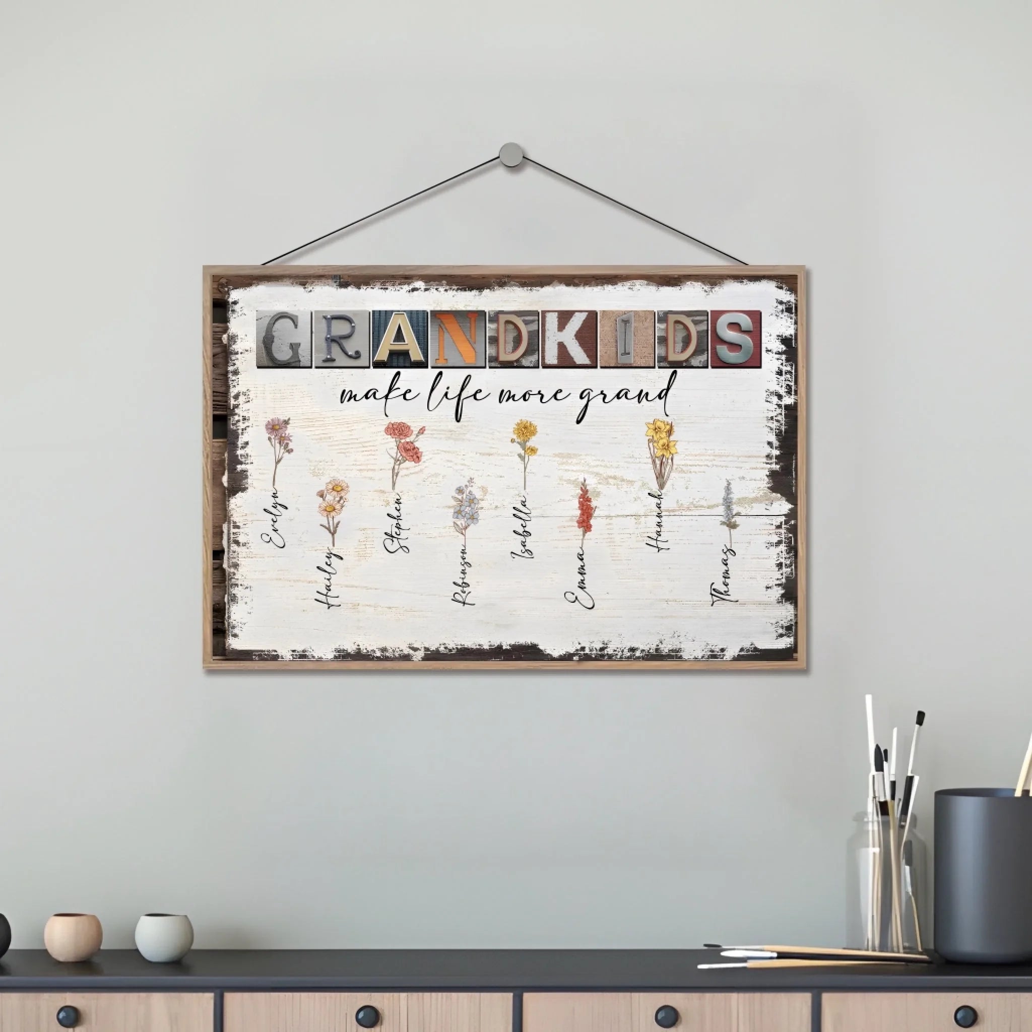 grandkids make life more grand wooden plaque personalized names grandparents day gift