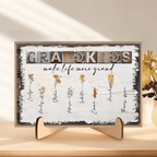 grandkids make life more grand wooden plaque personalized names birth flower artwork grandparents day gift