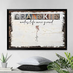 Grandkids Make Life More Grand - Personalized Wrapped Canvas - Birth Month Flowers 710303 - 711101 - DiyGiftly