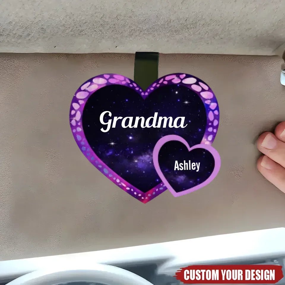 grandma belongs to car visor clip personalized with custom details family keepsake