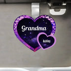 car visor clip featuring grandma belongs to and custom details cherished design