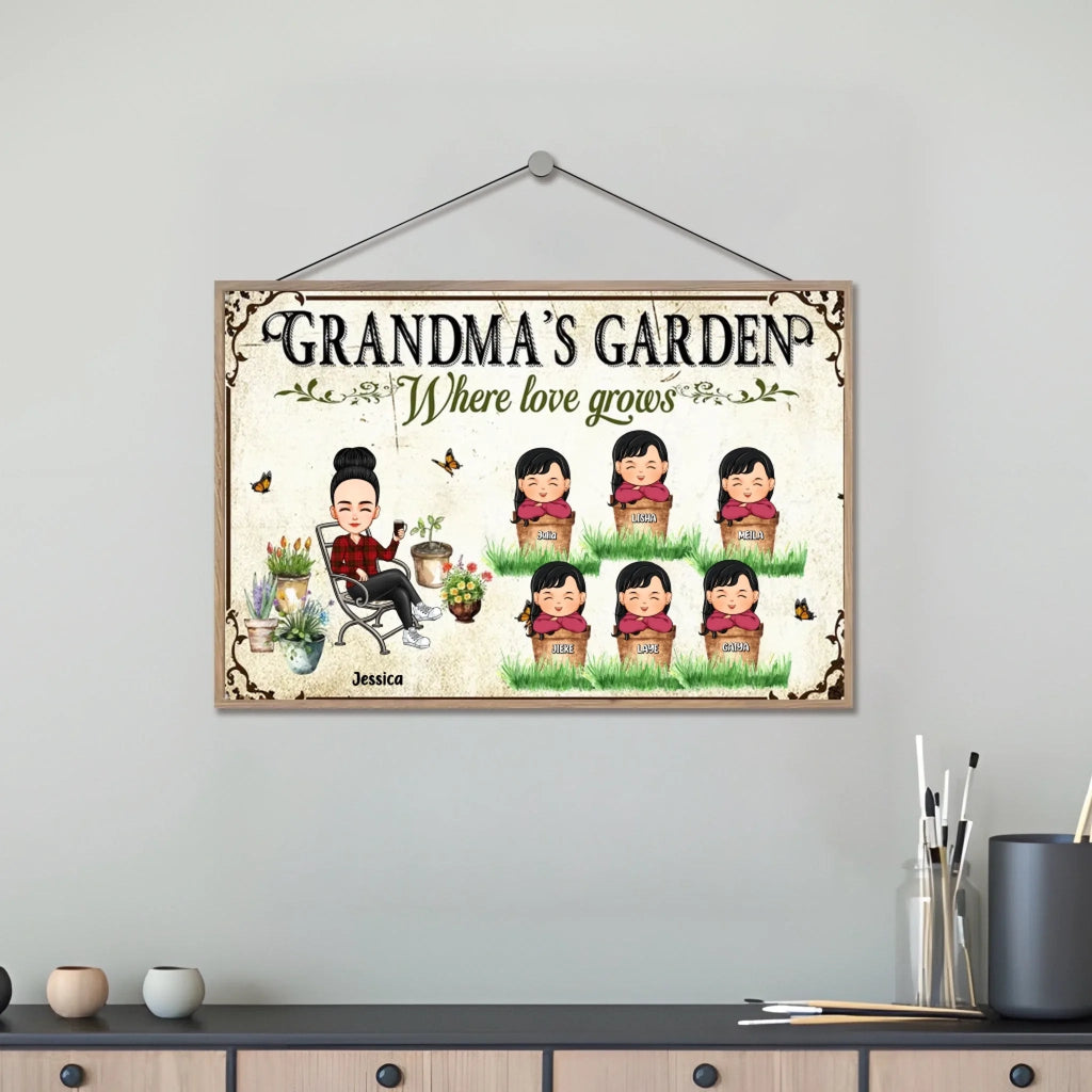 grandma garden where love grows wooden plaque personalized names mothers day gift for grandma