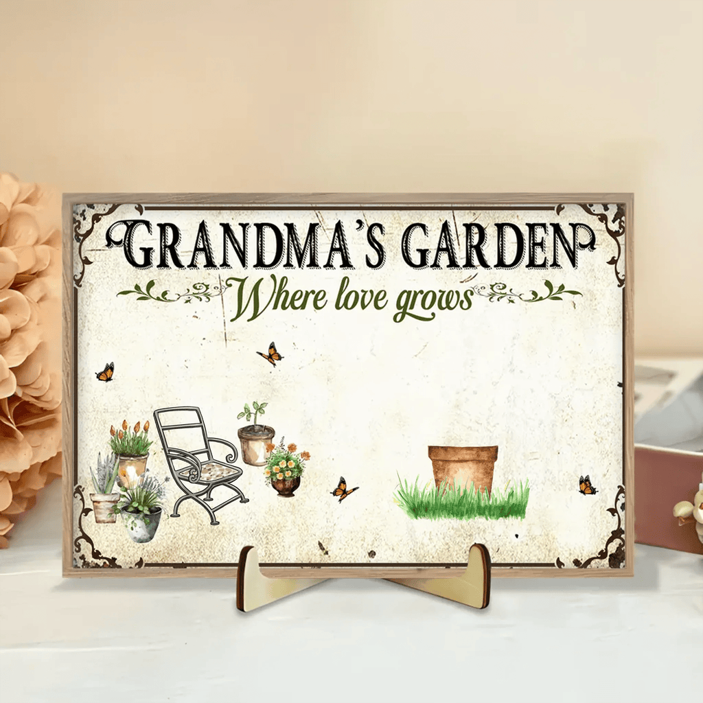 wooden plaque with personalized names grandma garden where love grows mothers day gift for grandma