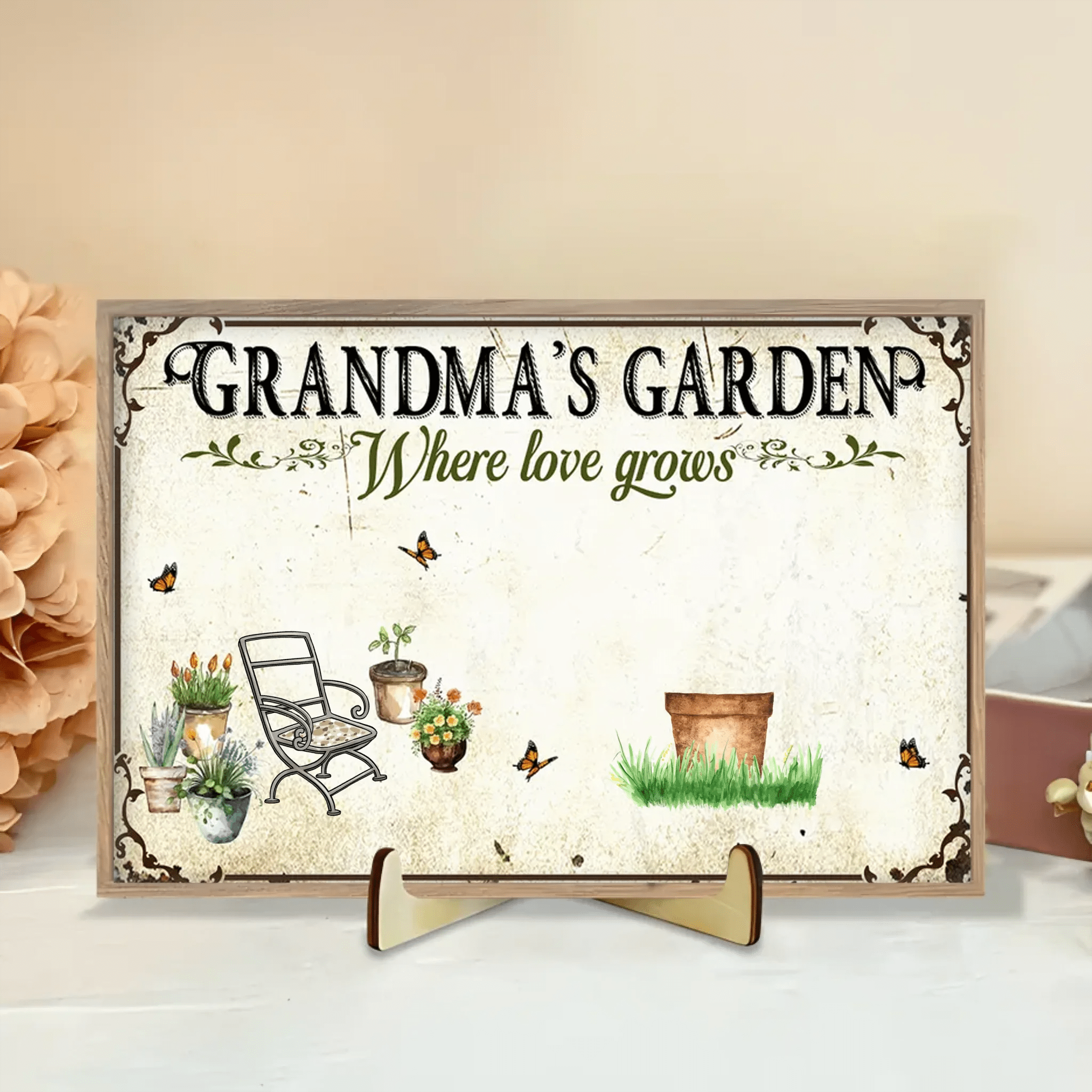 wooden plaque with personalized names grandma garden where love grows mothers day gift for grandma