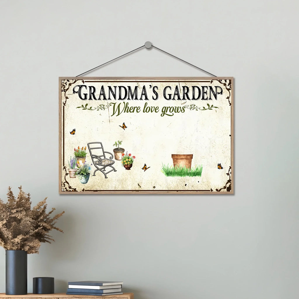 floral garden design wooden plaque with personalized names mothers day gift for grandma
