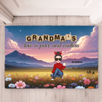 Grandma & Grandkid Sitting On Heart Pattern Moon - Personalized Mat 709174 - D - DiyGiftly