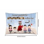 Grandma & Grandkid Sitting On Heart Pattern Moon - Personalized Pillow 714416 - B - DiyGiftly
