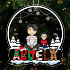 Grandma Grandkids Crossed Legs Sitting On Text Personalized Acrylic Ornament 677272 - DiyGiftly