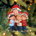 Grandma Hugging Grandkids Personalized Acrylic Ornament – Custom Photo Christmas Ornament for Grandma, Nana, Mimi – Heartwarming Family Keepsake, Holiday Gift from Grandkids, Unique Xmas Tree Decoration 1062021 - DiyGiftly