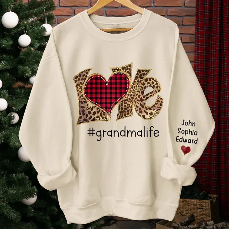 Grandma Life Is the Best Life unisex sweatshirt personalized sleeve names for grandma