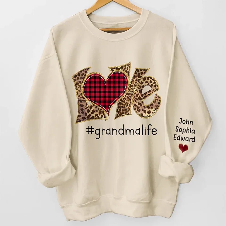 personalized sleeve names unisex sweatshirt Grandma Life Is the Best Life