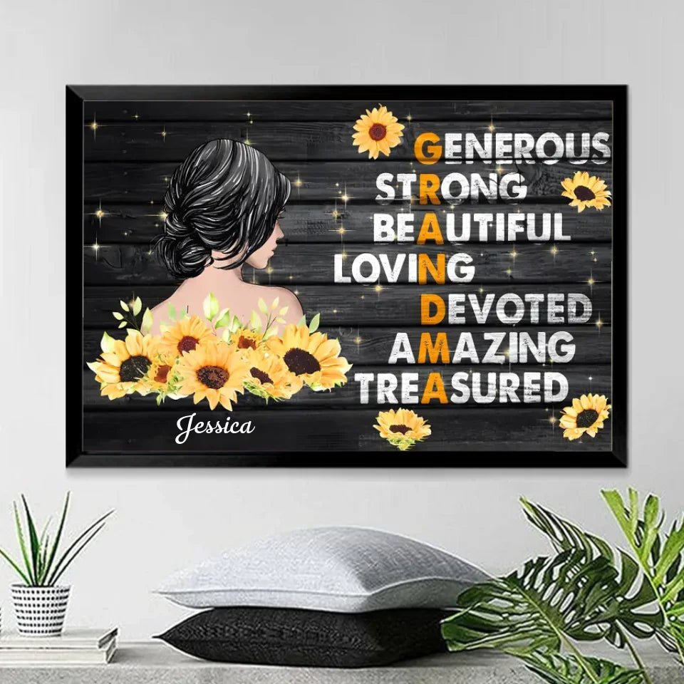 grandma love poster personalized names custom name design mothers day gift for grandma