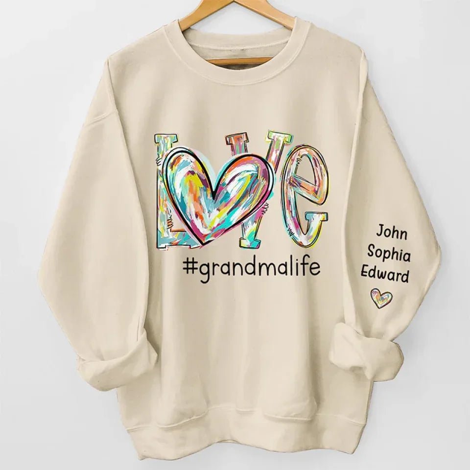 Grandma makes christmas special personalized family names unisex sweatshirt christmas gift for grandparents