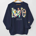 Sleeve print cozy fit unisex sweatshirt personalized family names christmas gift for grandparents