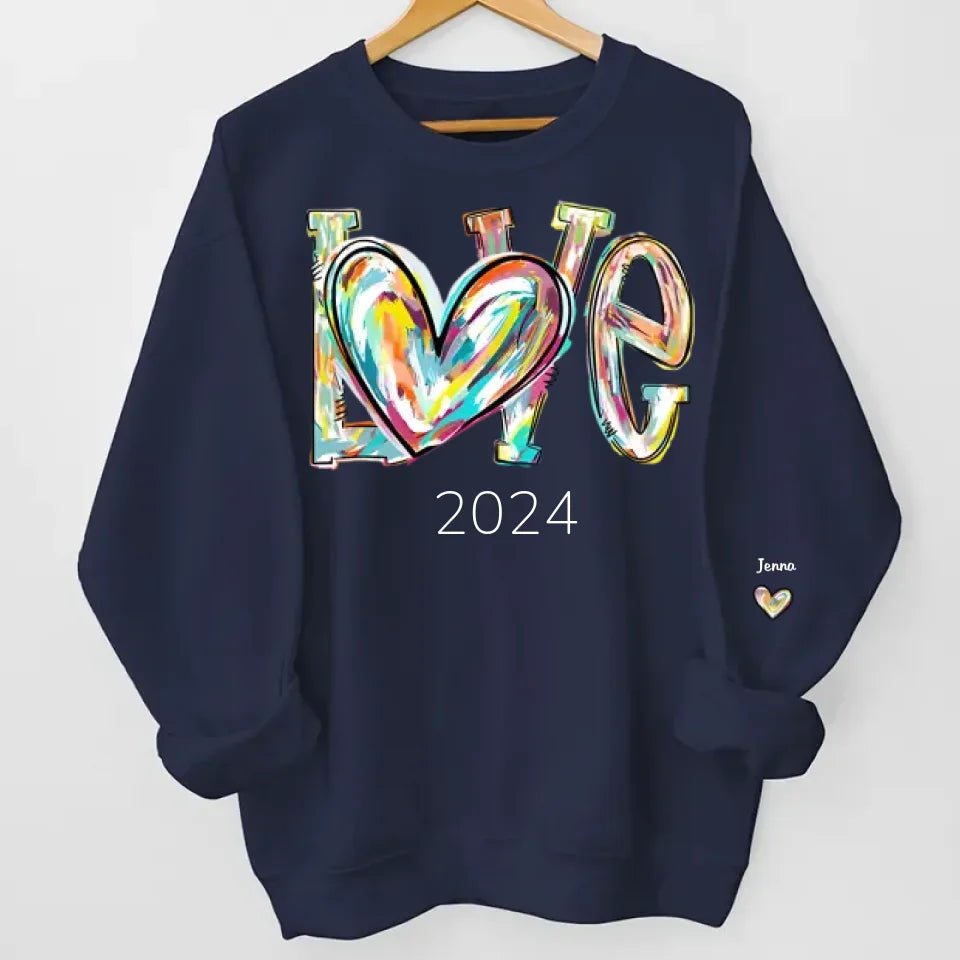 Sleeve print cozy fit unisex sweatshirt personalized family names christmas gift for grandparents