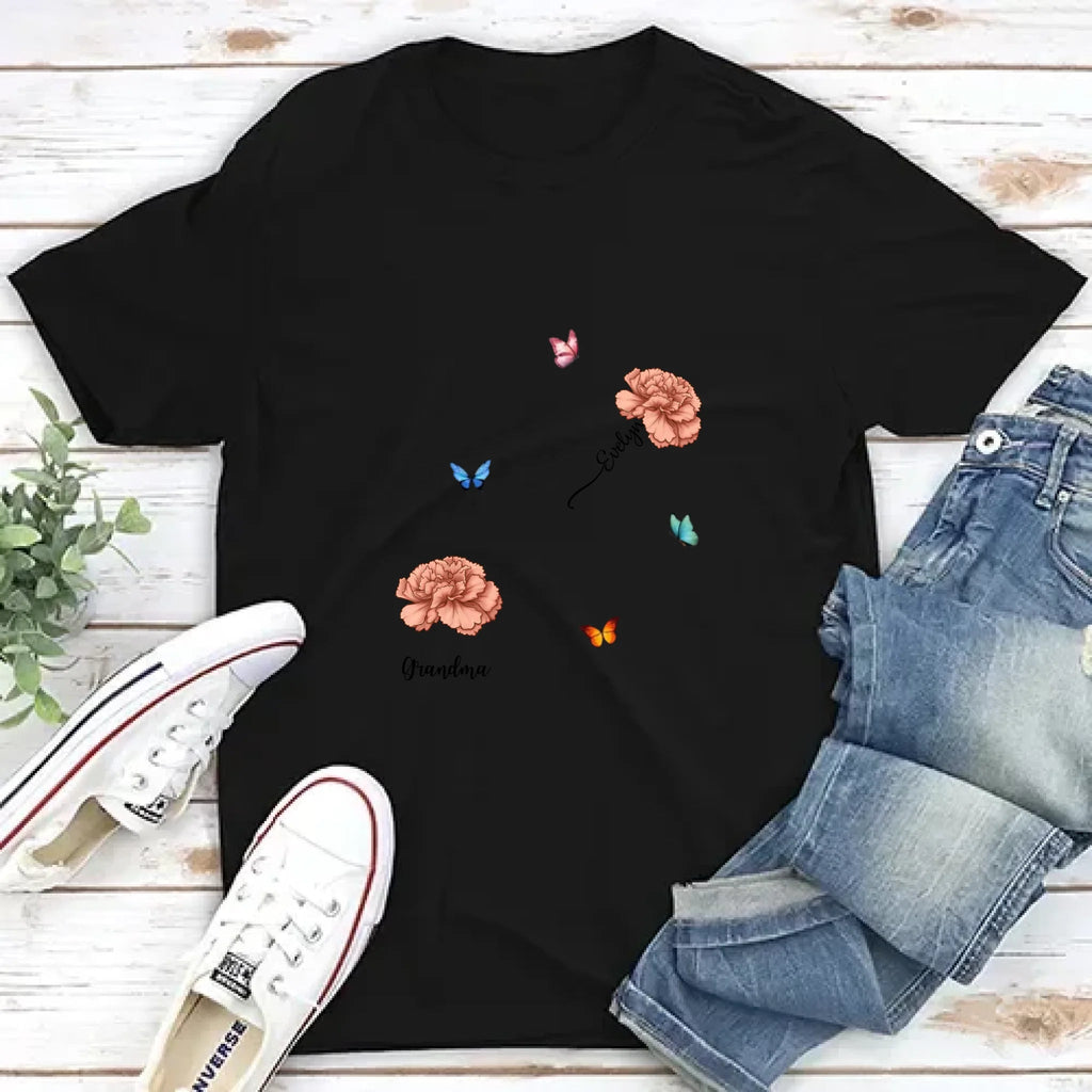Personalized birth flower t shirt mothers day gift for grandparents