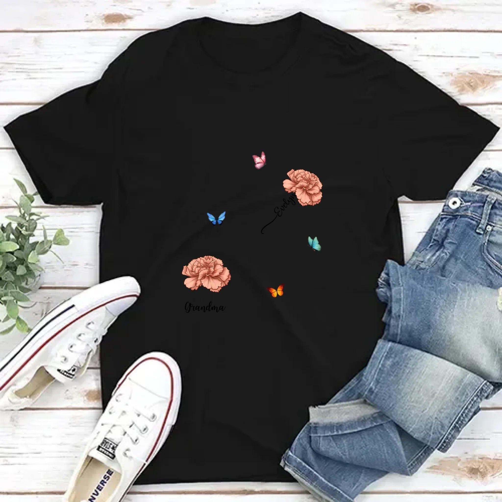 Personalized birth flower t shirt mothers day gift for grandparents