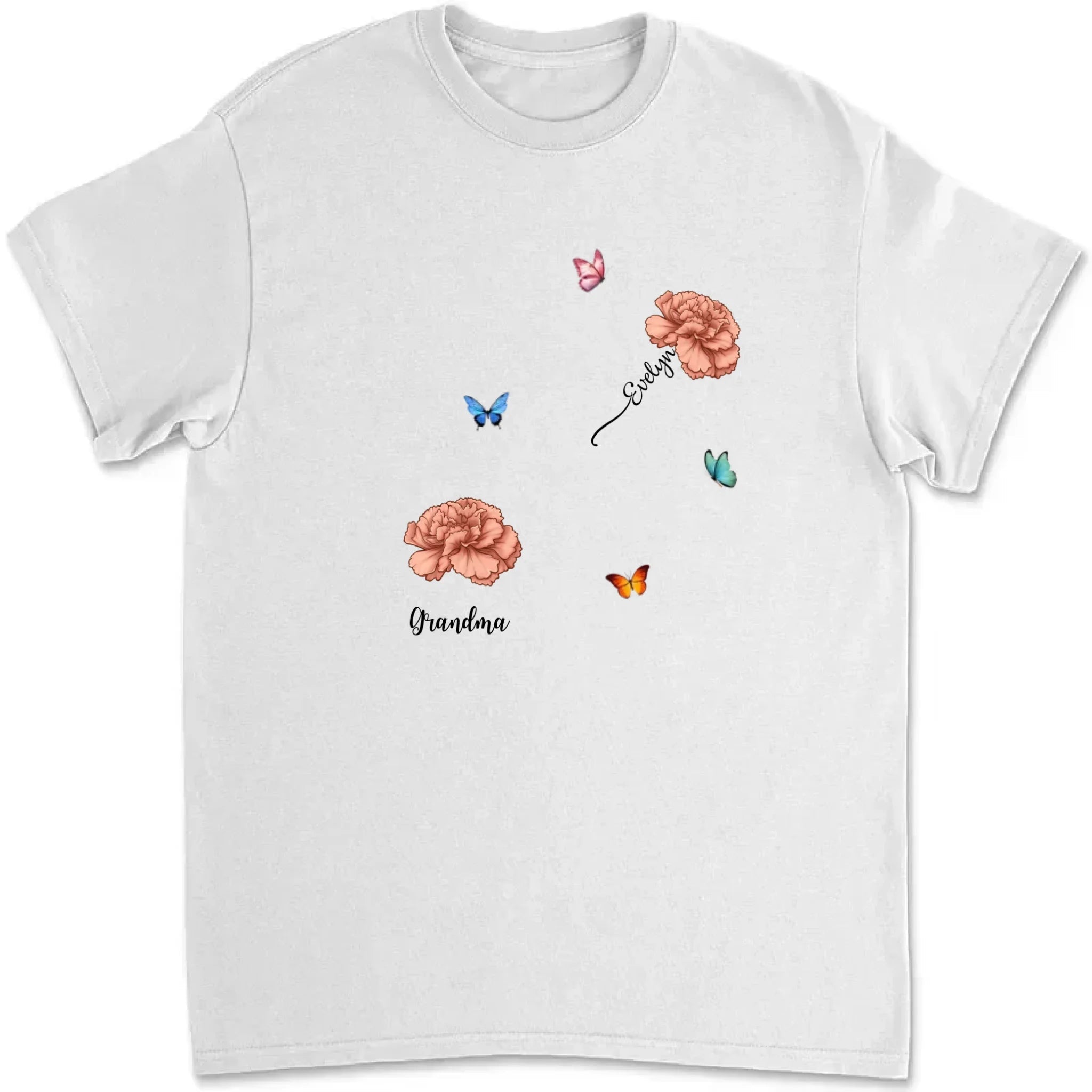 Soft floral everyday wear t shirt personalized birth flower mothers day gift for grandparents