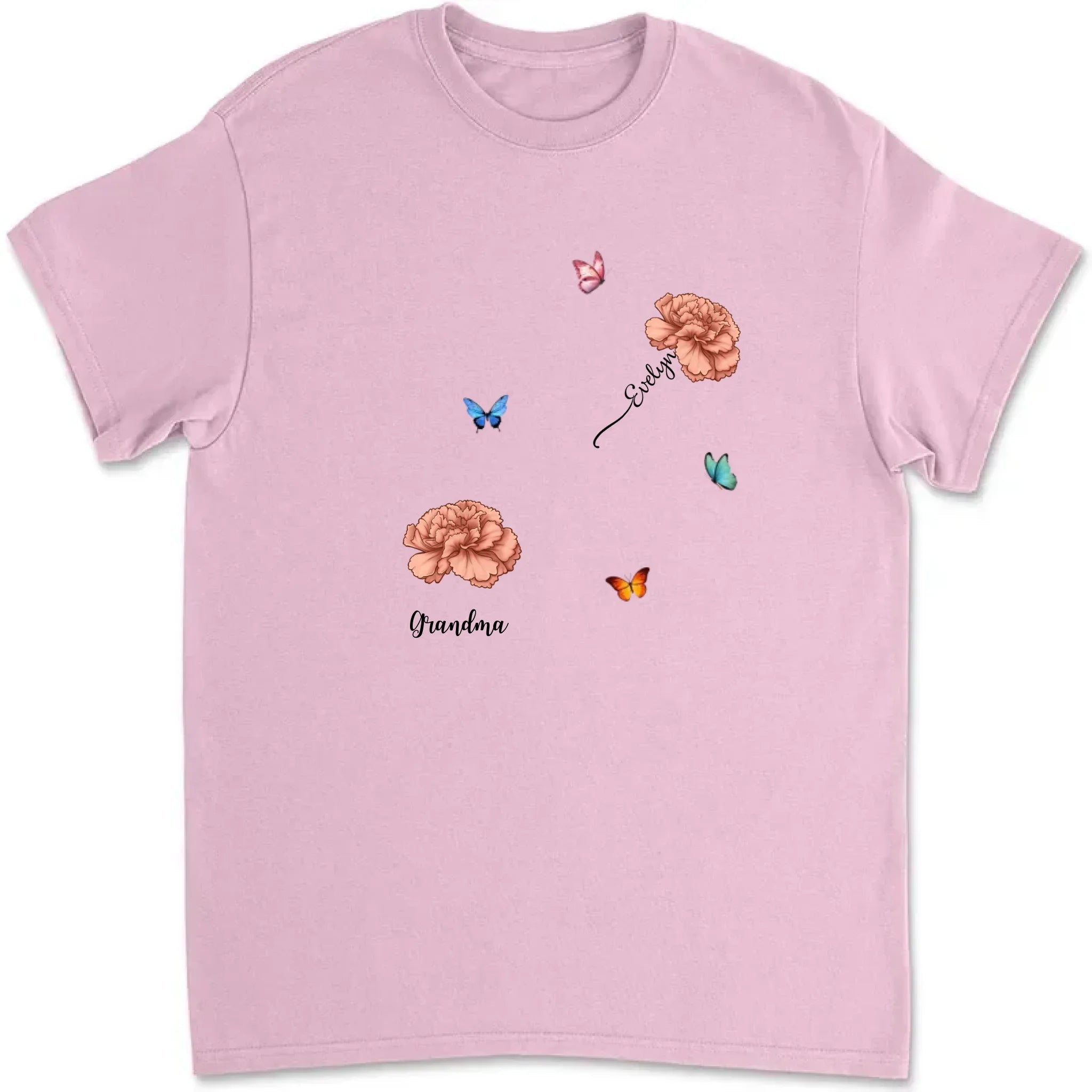 T shirt with personalized birth flower soft floral everyday wear mothers day gift for grandparents