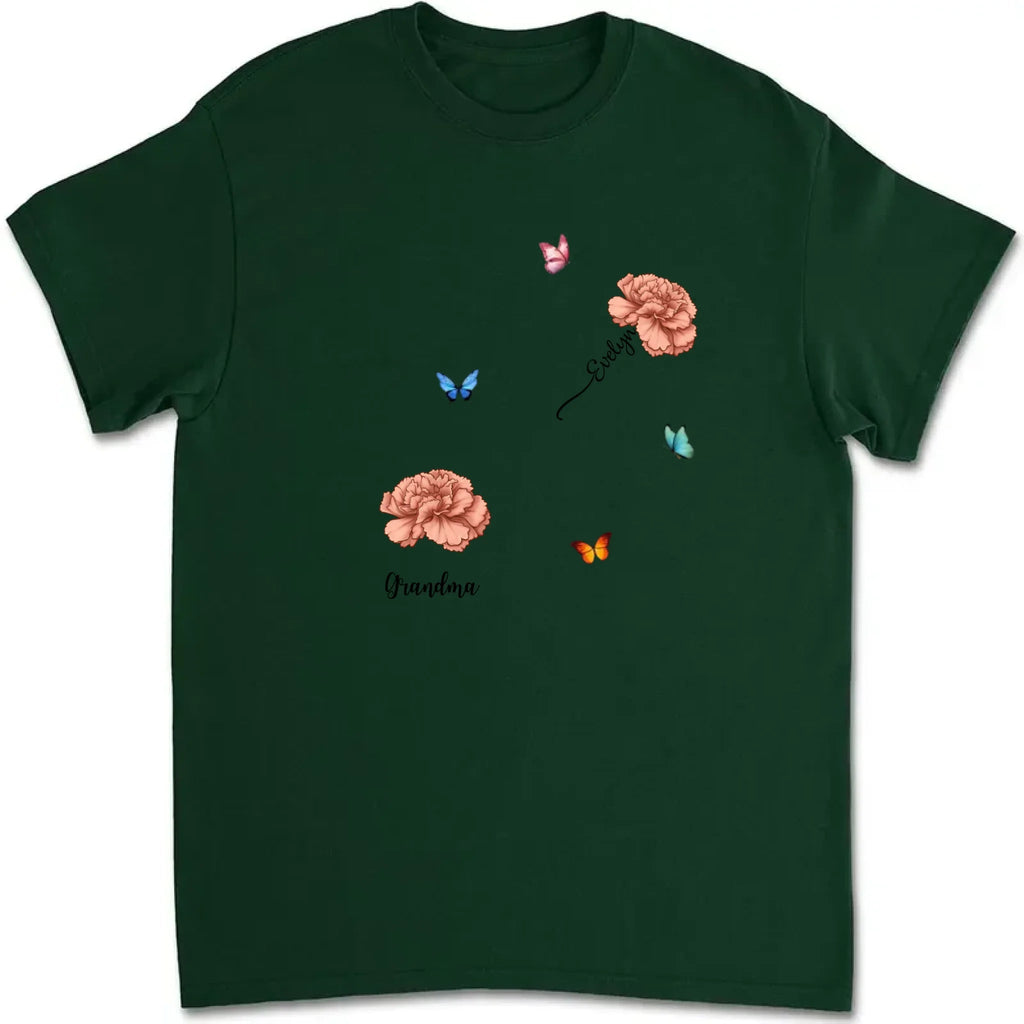 T shirt personalized birth flower mothers day gift for grandparents