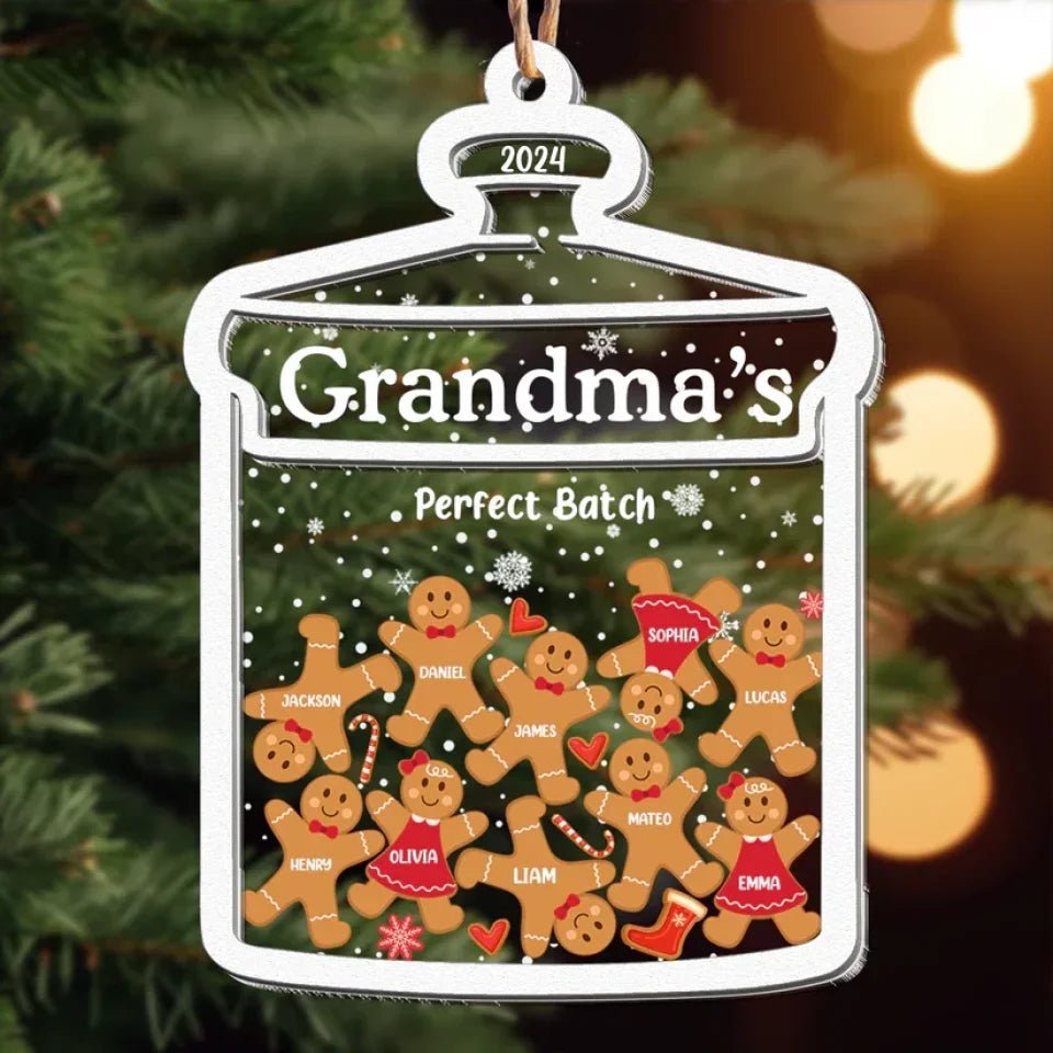 grandma perfect batch gingerbread wood and acrylic ornament personalized names holiday gingerbread design christmas gift