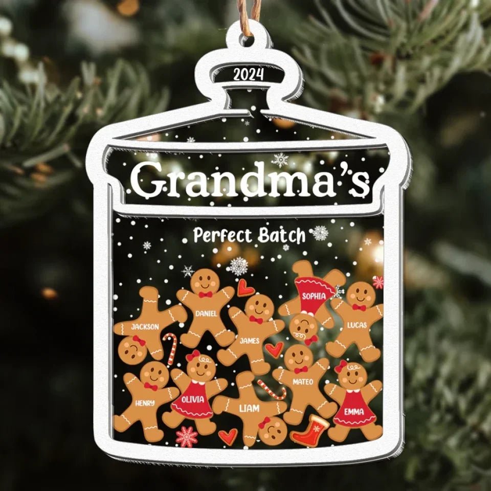 grandma perfect batch gingerbread wood and acrylic ornament personalized names christmas gift