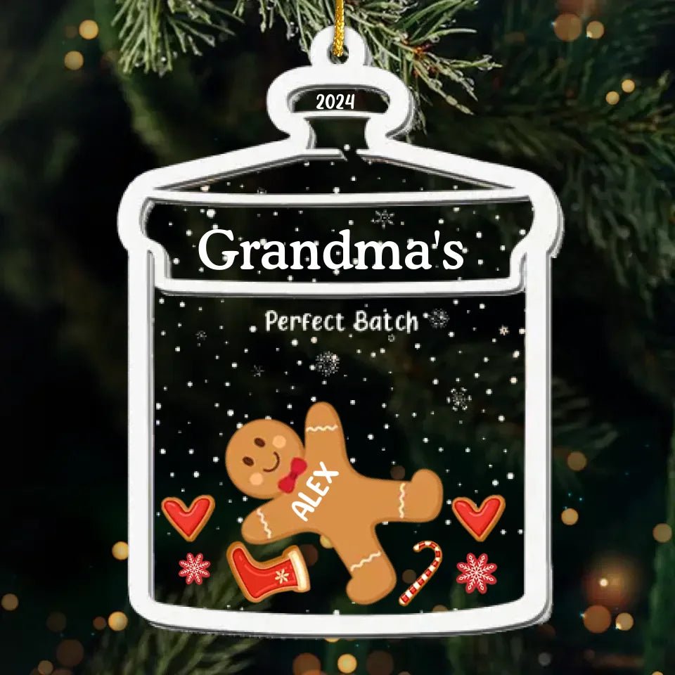 holiday gingerbread design wood and acrylic ornament with personalized names christmas gift