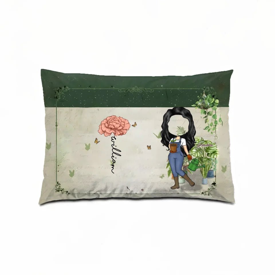 Grandma's Custom Garden: Personalized Grandchildren Flower Art Pillow – Perfect for Home Decor or Gift 714440 - B - DiyGiftly