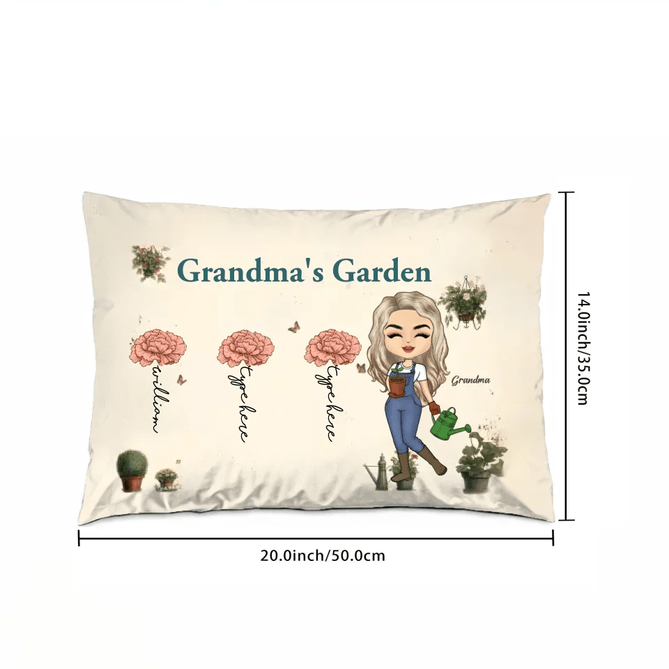 Grandma's Custom Garden: Personalized Grandchildren Flower Art Pillow – Perfect for Home Decor or Gift 714440 - B - DiyGiftly