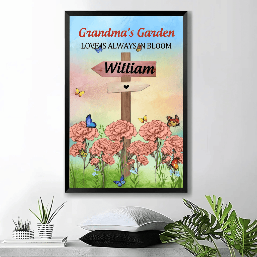 grandmas garden birth month flowers names birth flower artwork canvas grandparents day gift