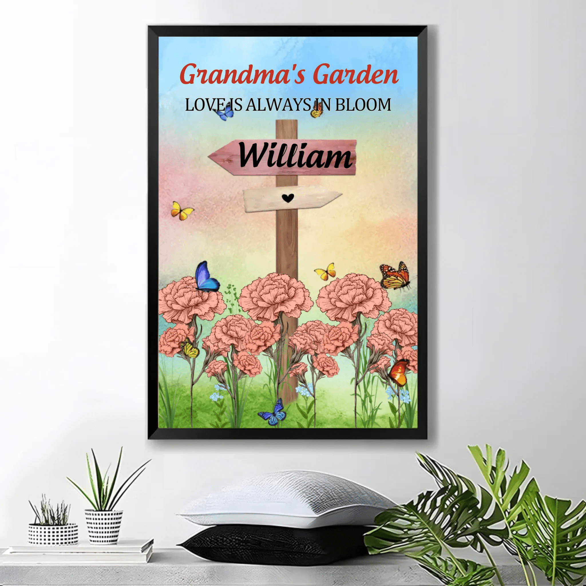 grandmas garden birth month flowers names birth flower artwork canvas grandparents day gift