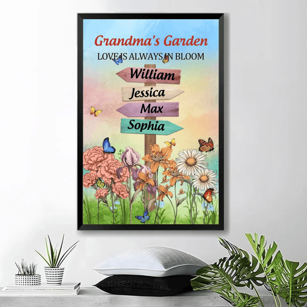 grandmas garden birth month flowers names canvas personalized names birth flower artwork grandparents day gift