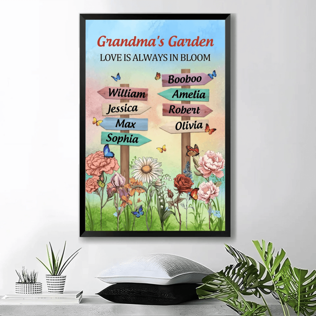 grandmas garden birth month flowers names canvas personalized names grandparents day gift